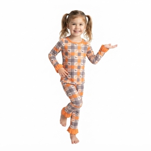 GLP3508 rts Ensemble de vêtements pour petite fille avec nœuds roses et imprimé Père Noël, vêtements pour enfants en gros, ensemble de vêtements pour fille à manches longues - Product Image 4