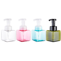 Flacon de nettoyant moussant pour le visage carré en stock, savon pour les mains aux fleurs pour enfants, gel douche, mousse de shampooing, flacon de mousse