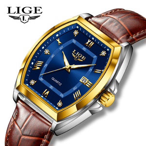 LIGE Montres pour hommes Luxe Original Top Brand Quartz Watch for Men Cuir Waterproof Luminous Diamond Dial Date Male Wristwatch - Product Image 1