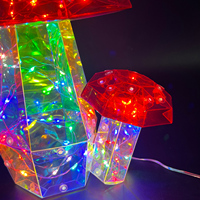 Lumière LED en forme de champignon de 20 cm en PET, irisée, alimentée par USB, décoration artificielle, ornement lumineux fait main pour jardin et maison