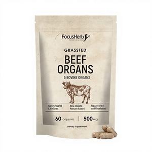 FocusHerb Supplément d'organe de boeuf nourri à l'herbe Foie Coeur Rein Pancréas Rate Mélange 5 en 1 Capsule d'organe de boeuf - Product Image 1