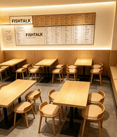 Modernes Minimalistisches Café-Stil Tisch-Stuhl-Set Japanischer Bistro-Stil Massivholz Runde Esszimmerstühle Fast-Food-Laden Kleiner Hocker