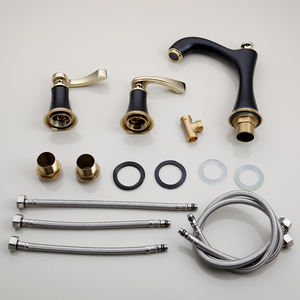 JIENI moderno nero rubinetto del <span class=keywords><strong>bagno</strong></span> 3 pezzi diffuso 8 \ "rubinetto del bacino a doppia maniglia cascata lavandino 3 fori miscelatore <span class=keywords><strong>rubinetti</strong></span> valvola ceramica - Product Image 4