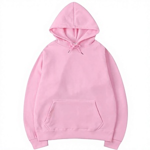 เสื้อฮู้ดสีชมพูทรงโอเวอร์ไซส์ สีพื้น สวมใส่สบาย มีกระเป๋าจิงโจ้ ผ้าฟลีซ แขนปกติ ยูนิเซ็กซ์ ผ้าฝ้าย 100% - Product Image 1
