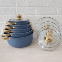 Meilleures ventes : Lot de 10 casseroles en acier inoxydable argenté avec couvercle en verre, antiadhésives, écologiques, compatibles gaz et induction, pour soupes et bouillons