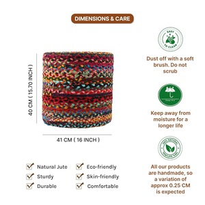 Most Selling Jute Ottoman Pouffe Handmade Round Floor Cushion <b>Footrest</b> for Boho Home Decoration Available For Sale - Product Image 4