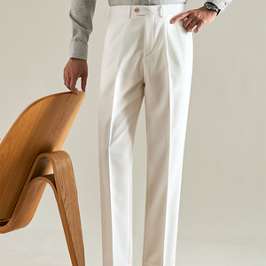 Autunno nuovi pantaloni da uomo bianchi da uomo pantaloni da lavoro formale Casual da uomo pantaloni dritti Slim Fit - Product Image 1