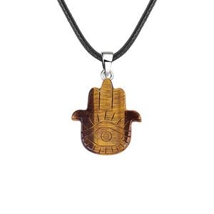 Colar com Pingente de Mão <span class=keywords><strong>Hamsa</strong></span> em Cristal Natural 57*50mm, Amuleto <span class=keywords><strong>Hamsa</strong></span> com Olho Esculpido e Cordão de Cera Preta, Joia - Product Image 5