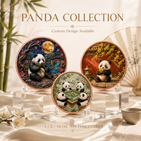 Pièce de monnaie Panda Lovers en cuivre fin 999 de 1 oz, haute définition, peinte aux UV, finition effet proof, cadeau pour les passionnés d'animaux