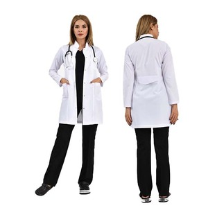 Uniformes de algodón blanco Spandex ropa de trabajo de Hospital alto nuevo diseño chaqueta de laboratorio Doctor abrigo venta al por mayor uniformes de enfermería - Product Image 2