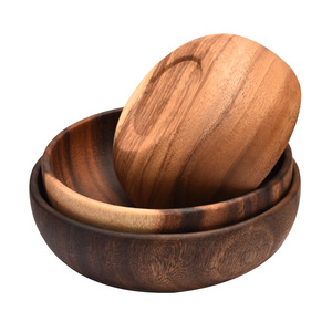 Cuencos redondos <span class=keywords><strong>de</strong></span> madera <span class=keywords><strong>de</strong></span> acacia, cuenco mezclador apilable para ensalada, sopa, aperitivos, <span class=keywords><strong>salsa</strong></span>, charcutería, juegos <span class=keywords><strong>de</strong></span> vajilla <span class=keywords><strong>de</strong></span> madera para servir - Product Image 3