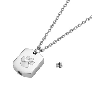 Ожерелье для праха питомца из нержавеющей стали с отпечатком лапы, кулон-урна для кремации, памятное украшение для собак и кошек - Product Image 4