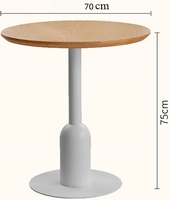 Nordic Ins Table à manger ronde Tables basses en noyer Petite table de cuisine du milieu du siècle Base en métal MDF pour balcon de salon