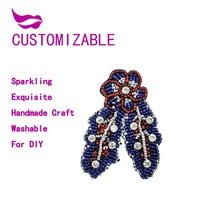 Applique florale en strass faite à la main pour vêtements et sacs DIY, lavable, à coller, broderie florale décorative