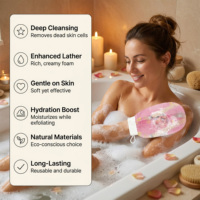 Gant de bain exfoliant en rayonne rose imprimé, en tissu doux pour une exfoliation profonde, gant de gommage corporel pour l'élimination des peaux mortes, soin de douche