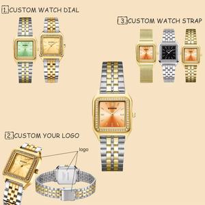 Montre à quartz pour femme en acier inoxydable, étanche, avec logo personnalisé, design simple, boîtier carré, bracelet de 16 mm, pour usage quotidien - Product Image 3