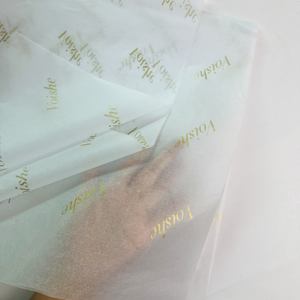 사용자 정의 인쇄 티슈 페이퍼 화이트 선물 포장 종이 빛 럭셔리 금박 아트 핫 스탬핑 로고 티슈 페이퍼 - Product Image 6