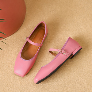 European American Retro Single Women's Ballet Shoes Spring Autumn New Shallow Mouth Fairy Gentle Wind One Word Mary Flats - Product Image 2