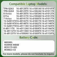 Batterie d'ordinateur portable très vendue WK04XL HSWNN-WB0B M39179-005 M38822-CE1 pour HP OMEN 16-B 16-C Victus 16-E 16-D 15-F Series TPN-Q263