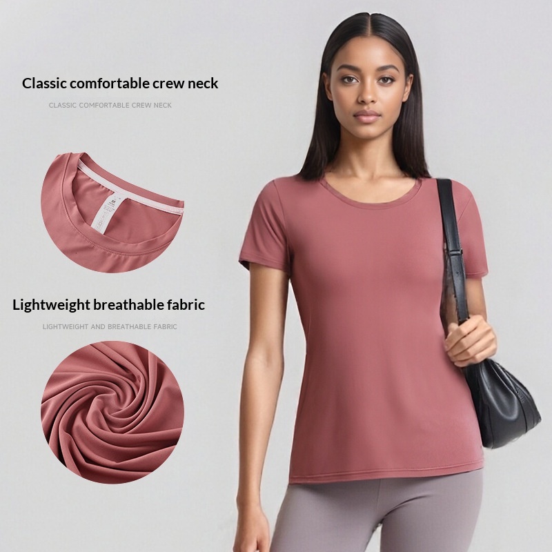 Women's Slim-fit Yoga Sports T-shirt Short Sleeve Quick-drying Summer Fitness Clothing