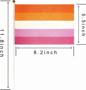Banderas de Mano Personalizadas al por Mayor para el Orgullo Lésbico, Decoraciones LGBT, Banderas Pequeñas de Mano para el Mes del Orgullo Lésbico, Mini Banderas con Palo - Product Image 3