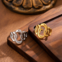 Bague ouverte tendance pour femme, créative, minimaliste, de luxe, haut de gamme, en acier inoxydable plaqué or 18 carats, pour usage quotidien, cadeau