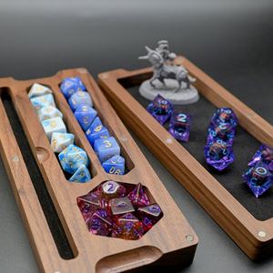 LOGO personnalisable Multifonction Rectangle Noyer noir Boîte à dés en bois personnalisée avec couvercle magnétique - Product Image 5