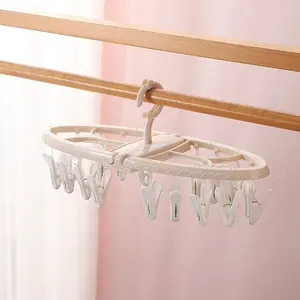Xjh Sok Hanger 18 Clips Plastic Hanger Huis Kleerhanger Ondergoed Rek Baby Droogrek