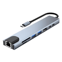 Hub USB-C de haute qualité 8 en 1, adaptateur multiport et station d'accueil USB-C 8 en 1 pour ordinateur portable MacBook