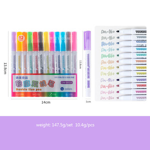 Rotuladores de doble línea, 8/12 colores de sueño, mango blanco, rotuladores de resaltado, tarjetas de regalo, bolígrafos de escritura y dibujo - Product Image 3