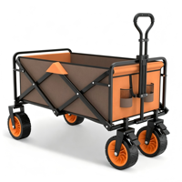 Chariot pliant industriel à quatre roues en acier zingué, chariot de jardin, chariot utilitaire extérieur, outils de shopping – Vente chaude