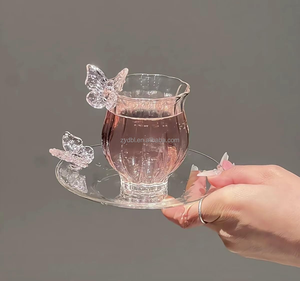 Tazza da tè in vetro borosilicato moderno di alta qualità <span class=keywords><strong>con</strong></span> <span class=keywords><strong>piattino</strong></span>, 100ml, per il tè pomeridiano - Bestseller 2026 - Product Image 3