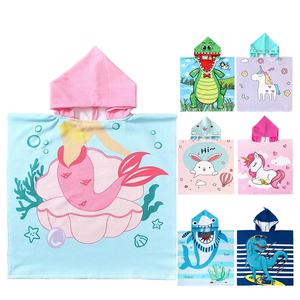 Toalla con Capucha de Microfibra de Alta Calidad para Niños, con Protección Solar UPF 50, Diseño de Dibujos Animados, Poncho de Playa Infantil - Product Image 1