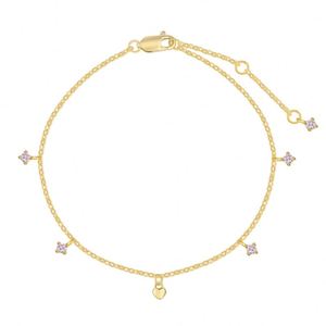 Dylam Fine Jewelry Manufacturer Rhodium 14K Gold Plated Chain Multiple 5A CZ Zirconia Stones Pendant <b>Bracelet</b> for Women Girls - Product Image 4