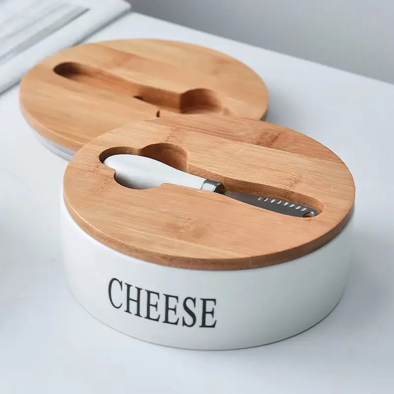 Тарелка для сыра с бамбуковой крышкой и логотипом