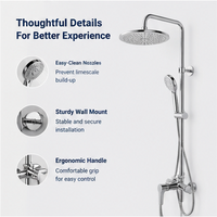 Système de douche mural de luxe traditionnel avec barre coulissante, haute pression, en acier inoxydable chromé, pour appartement et hôtel