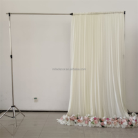 Tissu de draperie pour arche de mariage avec rideau de fleurs en soie, en polyester réglable, taille personnalisée pour la décoration de mariage