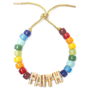 Della boemia Fatti A Mano Arcobaleno Brite Perline Corda di Fascino Lettera Catenaria Della Mano di Pietra Naturale Forte Borda il Braccialetto per Le Donne - Product Image 5