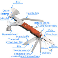 Hache de survie multifonctionnelle portable avec manche en bois pour le camping en plein air, équipement de survie, hachette, marteau
