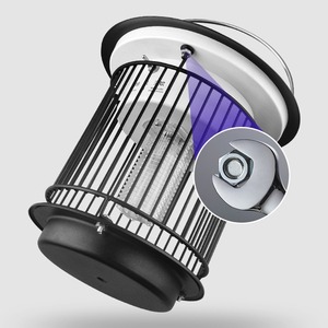 Lampe solaire anti-moustiques, piège à moustiques pour jardin et pelouse, piège à insectes en acier inoxydable, lumière violette, usage domestique et extérieur - Product Image 1