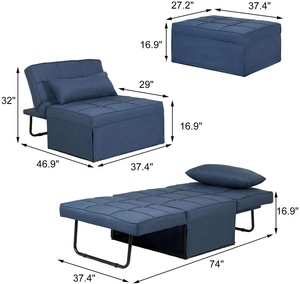 आधुनिक लिविंग रूम सिंगल फोल्डेबल मल्टी-फंक्शन फर्नीचर 4 1 कुर्सी सोफे परिवर्तनीय ओटोमन सोफा बिस्तर धातु टफ्टेड डिजाइन - Product Image 3