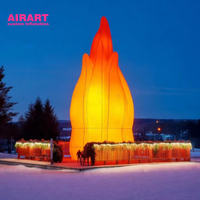 Ballon gonflable en forme de feu d'activité de fête carrée, flamme gonflable de haute qualité avec lumière led pour la nuit de feu de joie