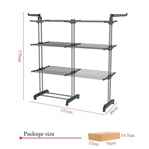 Tendedero de ropa de <span class=keywords><strong>Metal</strong></span> plegable para interiores portátil retráctil extensible móvil con ruedas para secado de ropa y ropa - Product Image 6