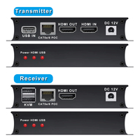 Extensor HDMI KVM de 60M con Control USB KVM, RJ45, 60m sobre IP Cat6 POC, Transmisor y Receptor de Ratón para PC