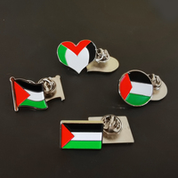 En stock : Broches en émail en forme de cœur avec design du drapeau de la Palestine, badges rectangulaires en métal pour la Journée nationale de la Palestine