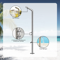 Système de douche extérieur sur pied en acier inoxydable SUS304, 2 fonctions chaud/froid, pour piscine, hôtel, villa, finition brossée, anti-corrosion
