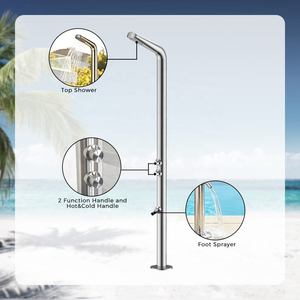 Sistema de <span class=keywords><strong>Ducha</strong></span> Exterior de Acero Inoxidable SUS304, 2 Funciones, Agua Fría y Caliente, para <span class=keywords><strong>Piscina</strong></span>, Hotel, Villa, Acabado Cepillado Anticorrosión - Product Image 2