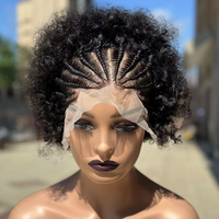 Perruque Courte Pixie Coupée Cheveux Humains Brésiliens 100% Crépus Tressés Afro Bouclés Avec Lace Frontale 13*4, Vente en Gros d'Usine de Perruques Frontales Bouclées