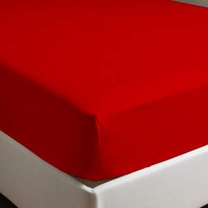 Sábana Ajustable 100% Algodón Roja Italiana King 180x200cm - Product Image 1