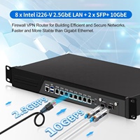 Serveur Pare-feu Rackable CWWK 1U C236 19'' avec processeur I3-8100/i5-9400/i7-8700, 8 ports LAN I226V, SFP+ 10Gbe, USB3.0, DDR4, Appliance Serveur OPNsense